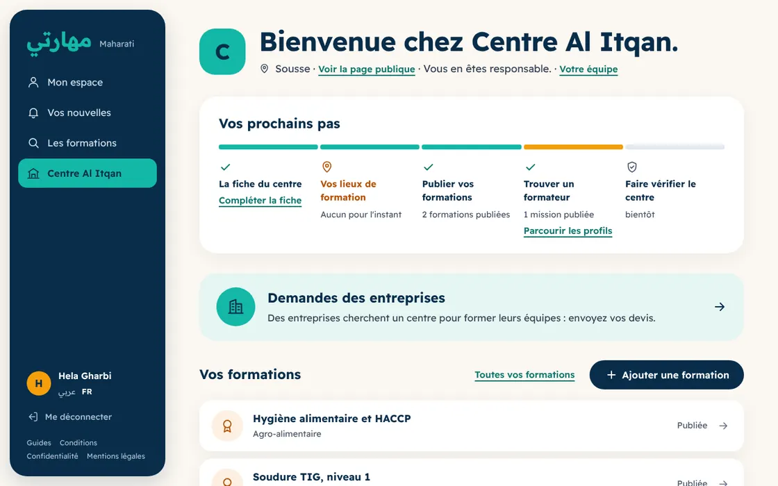 Votre tableau de bord